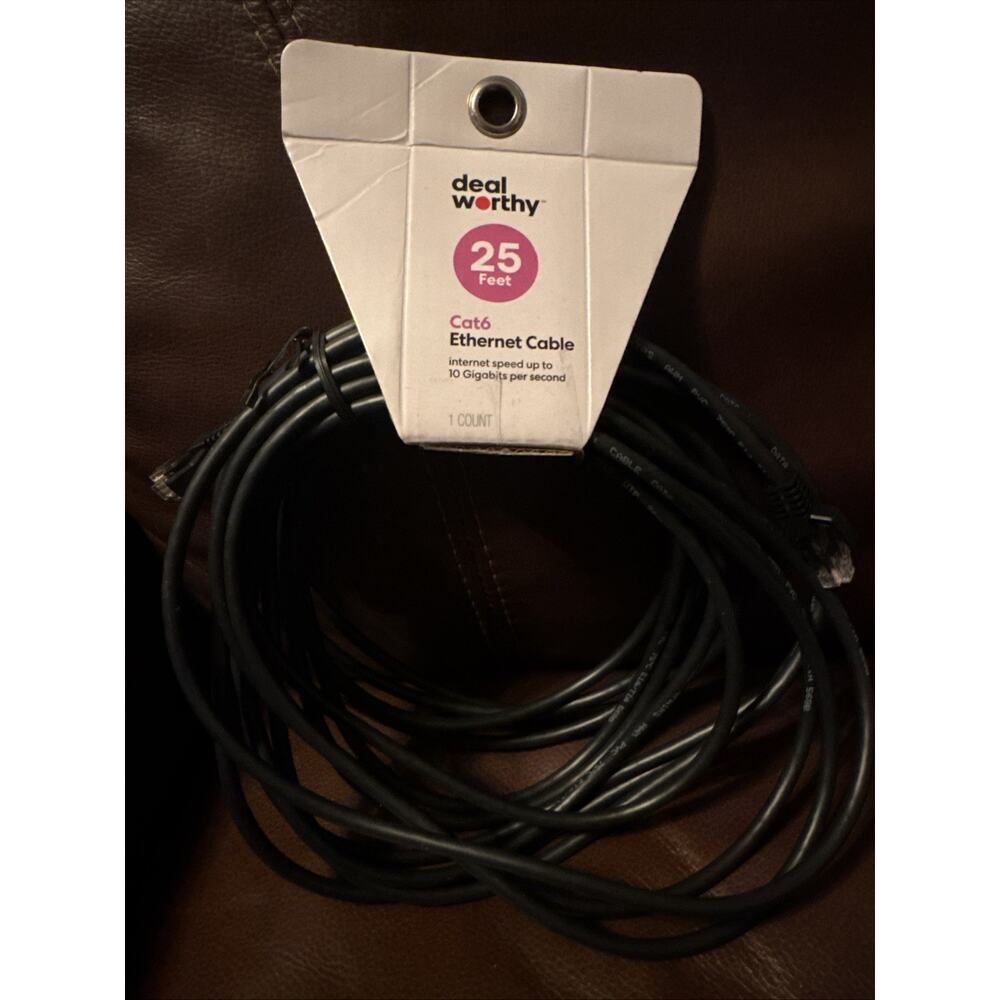 Deal Worthy 25ft Cat 6 Ethernet Cable Up To 10 Gigabytes A Second!